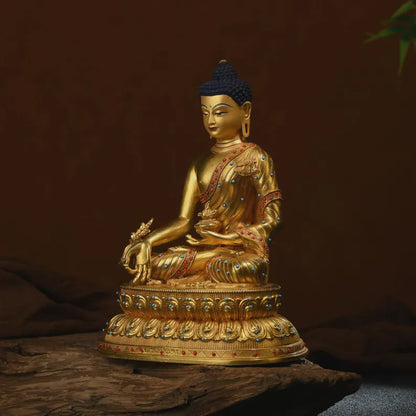 Bronze Medicine Buddha Statue - Tibetan Prayer Decor