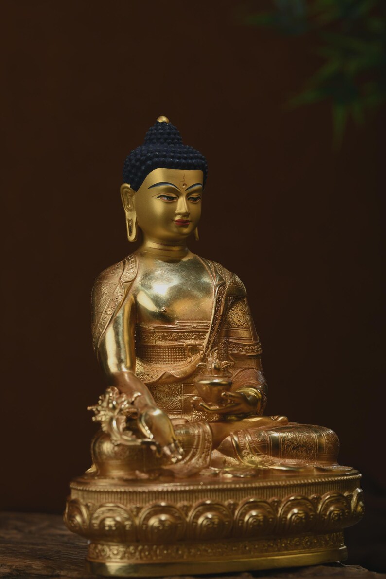 Exquisite Medicine Buddha, Bronze Buddha Statue, Prayer, Ceremony, Unique Gift