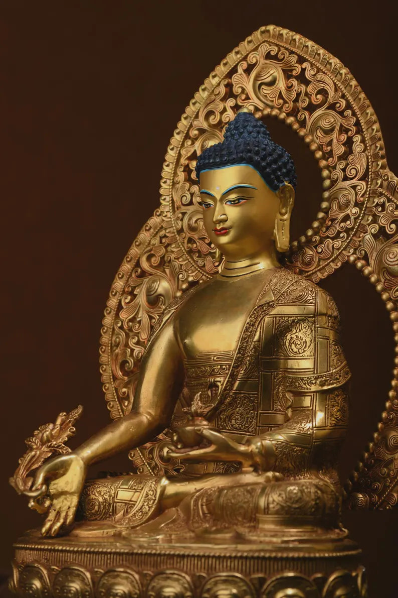 Tibetan Nepal bronze Buddha statue, Gautama Buddha, prayer, ritual, unique gift，Home decoration, Buddha sculpture, anniversary, gift.