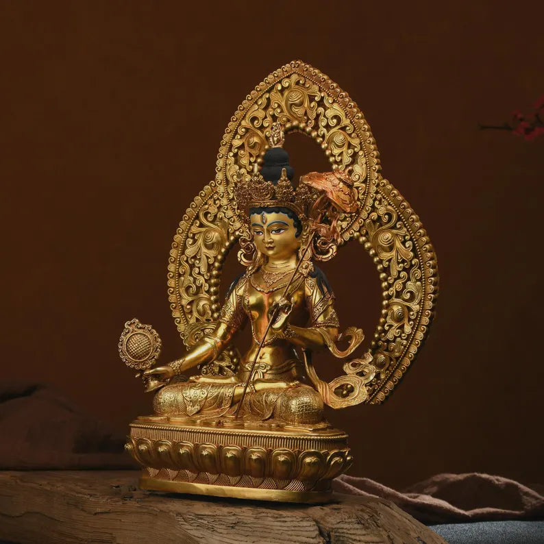 Brass White Umbrella Mother Buddha Statue - Maha Sitatapatra