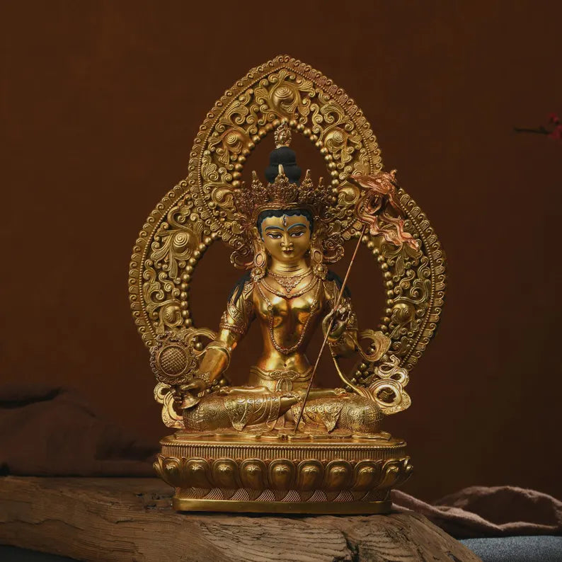 Brass White Umbrella Mother Buddha Statue - Maha Sitatapatra