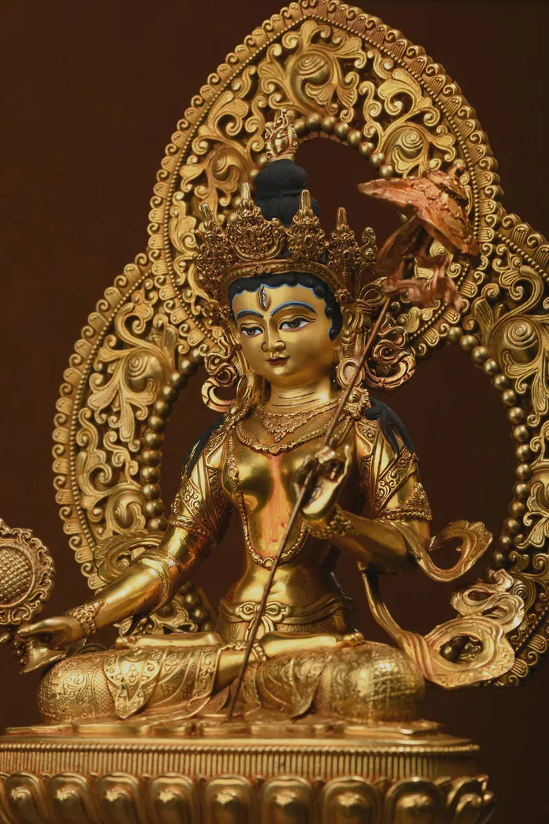 Brass White Umbrella Mother Buddha Statue - Maha Sitatapatra