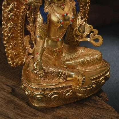 Bronze Green Tara Buddha Statue: Tibet/Nepal Home Decor
