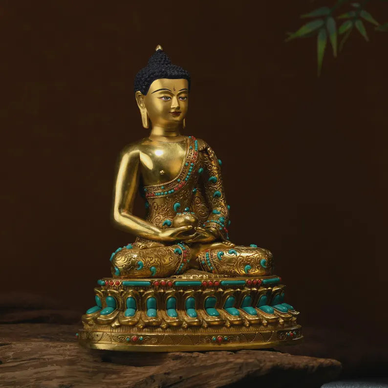Amitabha Buddha Statue: Tibetan Bronze Sculpture, Home Decor (17cm)