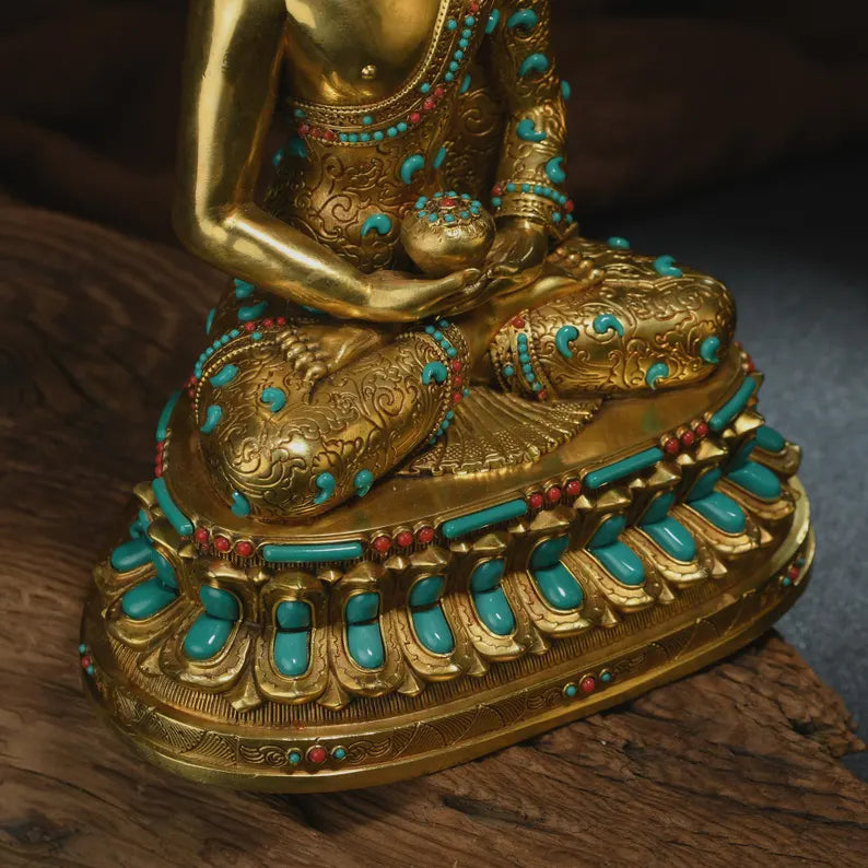 Amitabha Buddha Statue: Tibetan Bronze Sculpture, Home Decor (17cm)