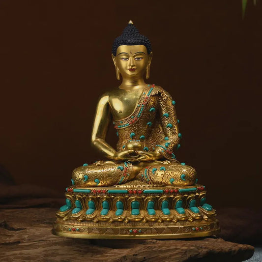 Amitabha Buddha Statue: Tibetan Bronze Sculpture, Home Decor (17cm)