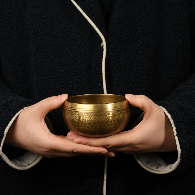 Nepal copper singing bowl, sound therapy, yoga, meditation, Buddhist singing bowl, stress relief, music performance, relaxation，Singing Bowl