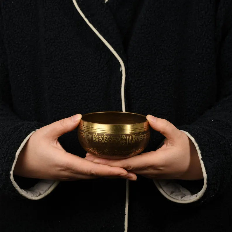 Nepal copper singing bowl, sound therapy, yoga, meditation, Buddhist singing bowl, stress relief, music performance, relaxation，Singing Bowl