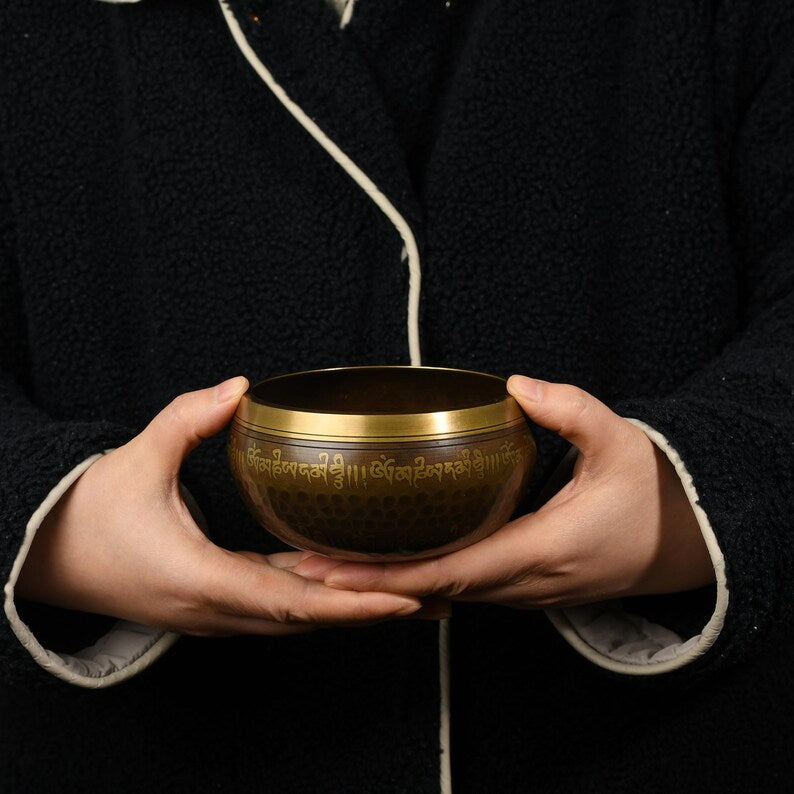 Nepal copper singing bowl, sound therapy, yoga, meditation, Buddhist singing bowl, stress relief, music performance, relaxation，Singing Bowl