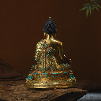Bronze Medicine Buddha Statue: Tibetan Prayer Altar Decor