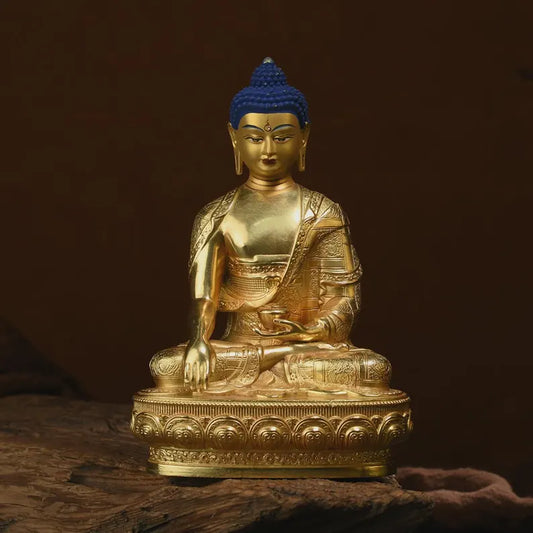 Bronze Sakyamuni Buddha Statue: Vintage Blessing Ritual Decor