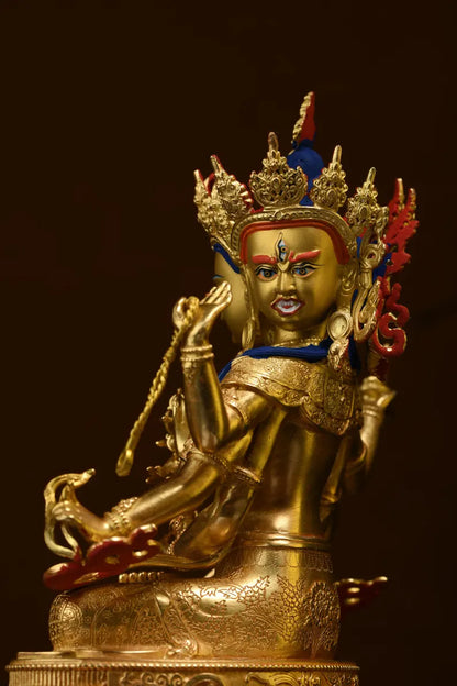 Handmade Brass Ushnishavijaya Buddha Statue: Three-Headed Tibetan Decor