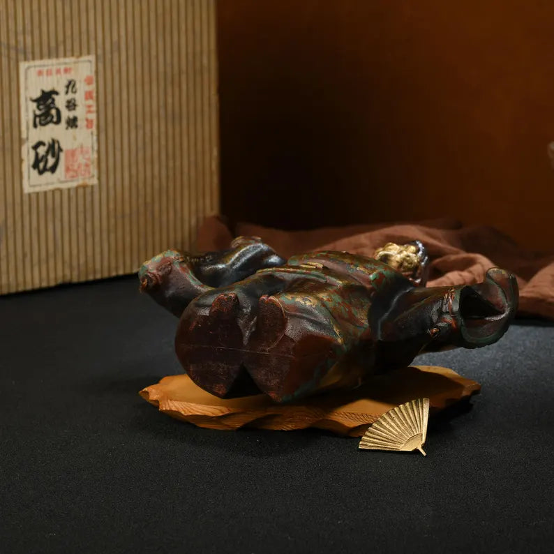 Painted bronze sculptures - Ancient Japanese figure sculptures, decorative arts, religion, anniversary, gifts, family memorials