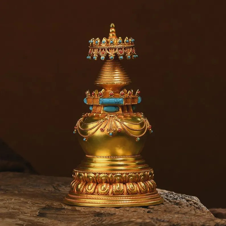 Bronze Gadam Stupa: Tibetan Bodhi Relic Pagoda