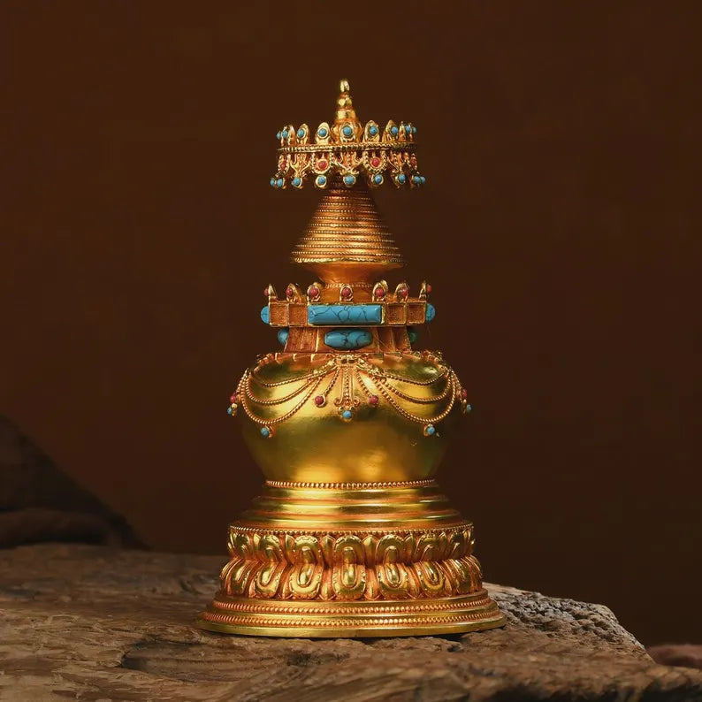 Bronze Gadam Stupa: Tibetan Bodhi Relic Pagoda
