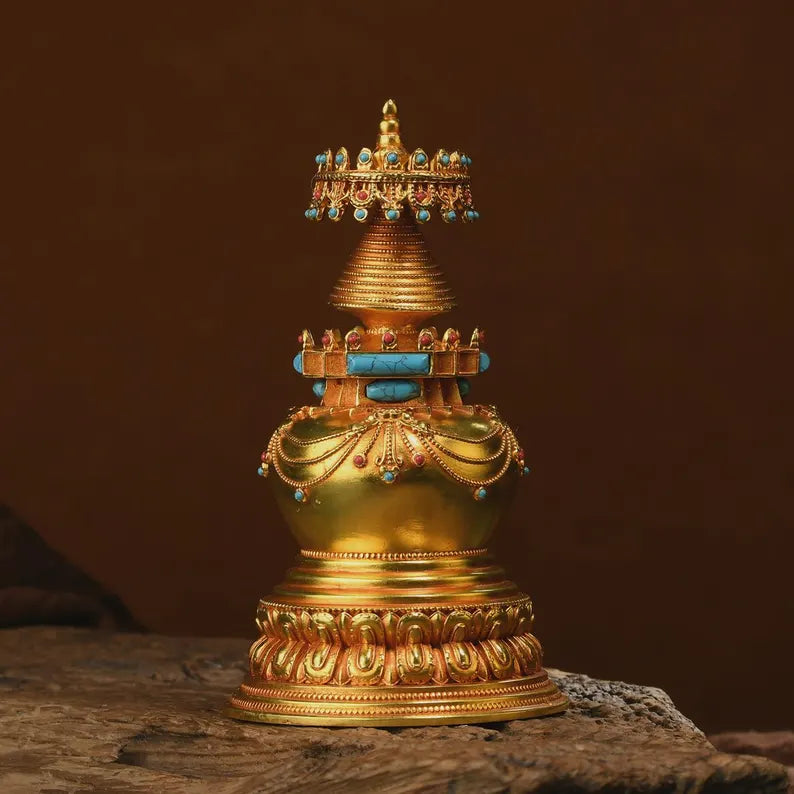 Bronze Gadam Stupa: Tibetan Bodhi Relic Pagoda