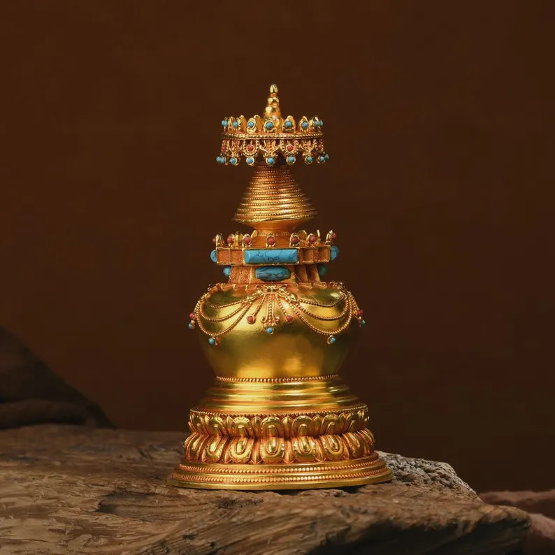Bronze Gadam Stupa: Tibetan Bodhi Relic Pagoda