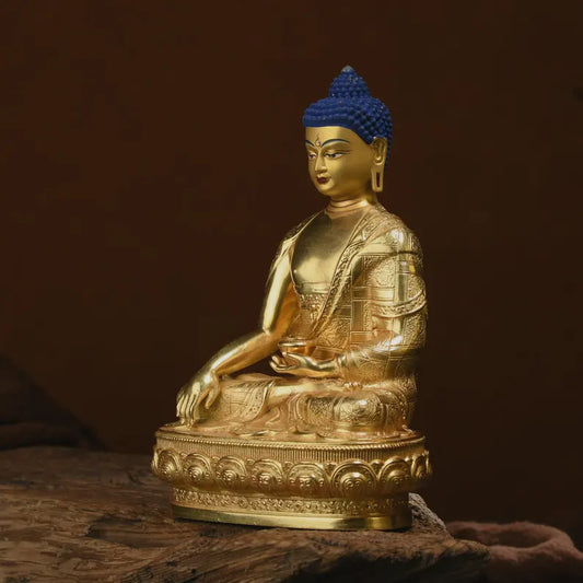 Bronze Sakyamuni Buddha Statue: Vintage Blessing Ritual Decor