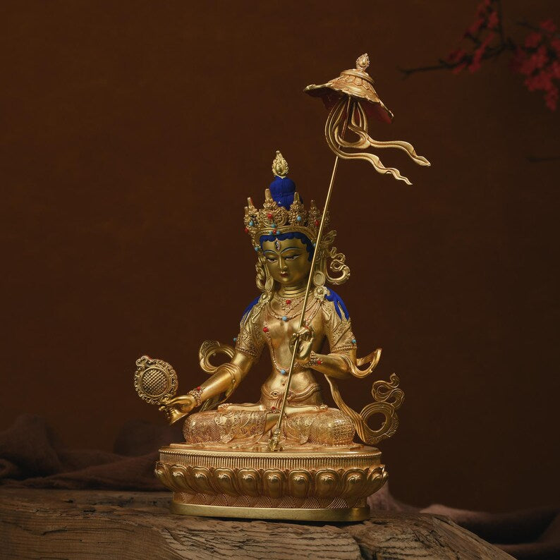 Brass Maha Sitatapatra Buddha Statue - White Umbrella Mother