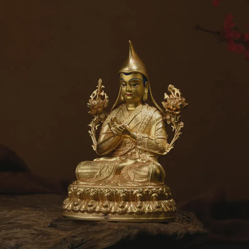 Bronze Zongkoba Buddha Statue - Tibetan/Nepal Home Decor (16cm)