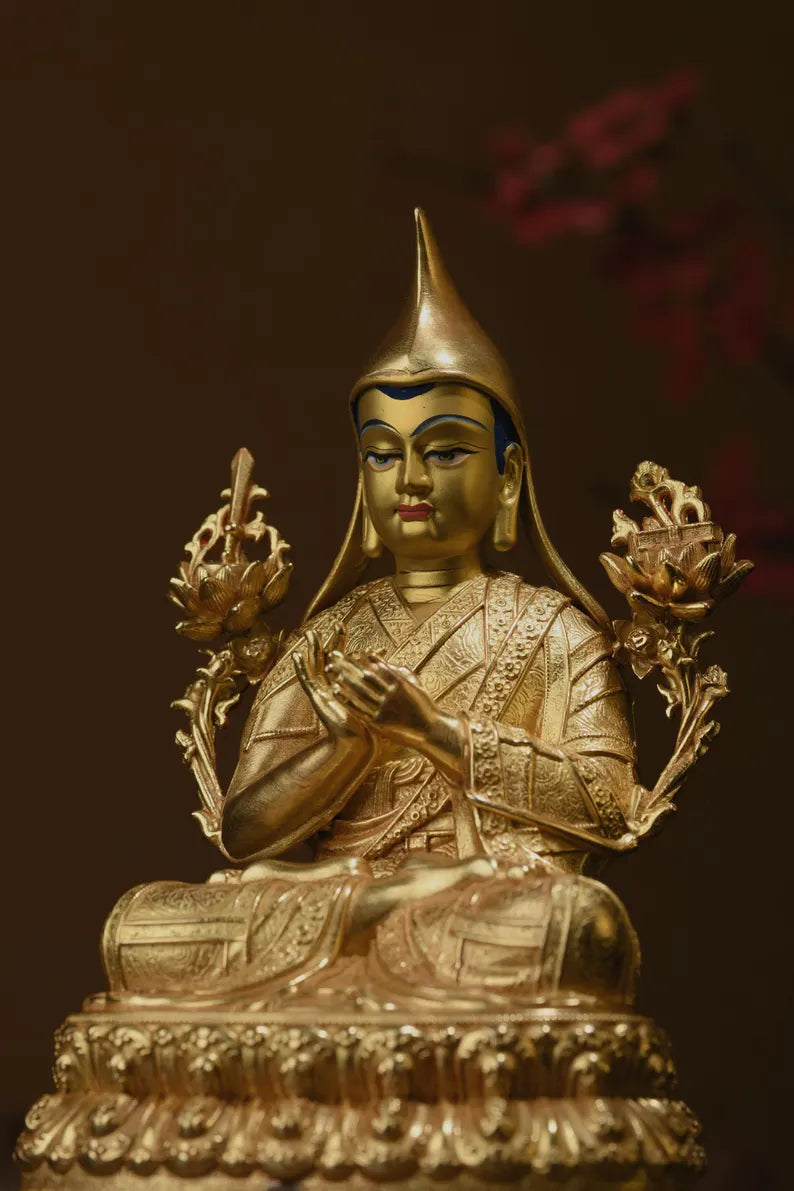 Bronze Zongkoba Buddha Statue - Tibetan/Nepal Home Decor (16cm)