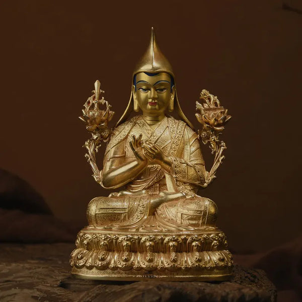 Bronze Zongkoba Buddha Statue - Tibetan/Nepal Home Decor (16cm)