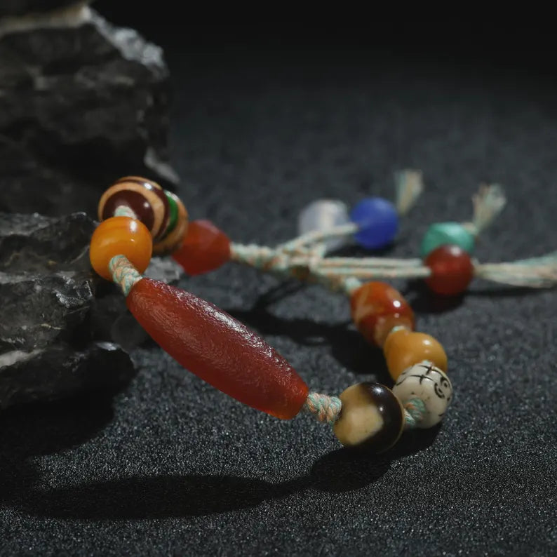 Tibetan/Himalayan antique bracelet, Agate Dzi Bracelet, hand woven Boedi Tianzhu bracelets, prayer, gifts, amulets，