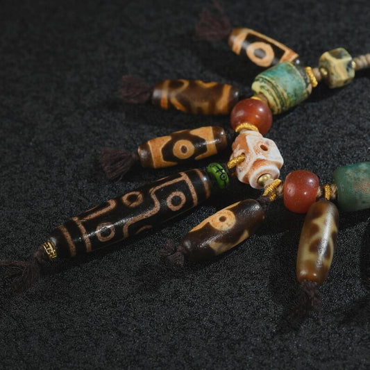 Tibetan/Himalayan Antique Necklace, Dzi Agate Bracelet, Hand Woven Bodi Dzi Necklace Chain, Prayer, Gift, Amulet