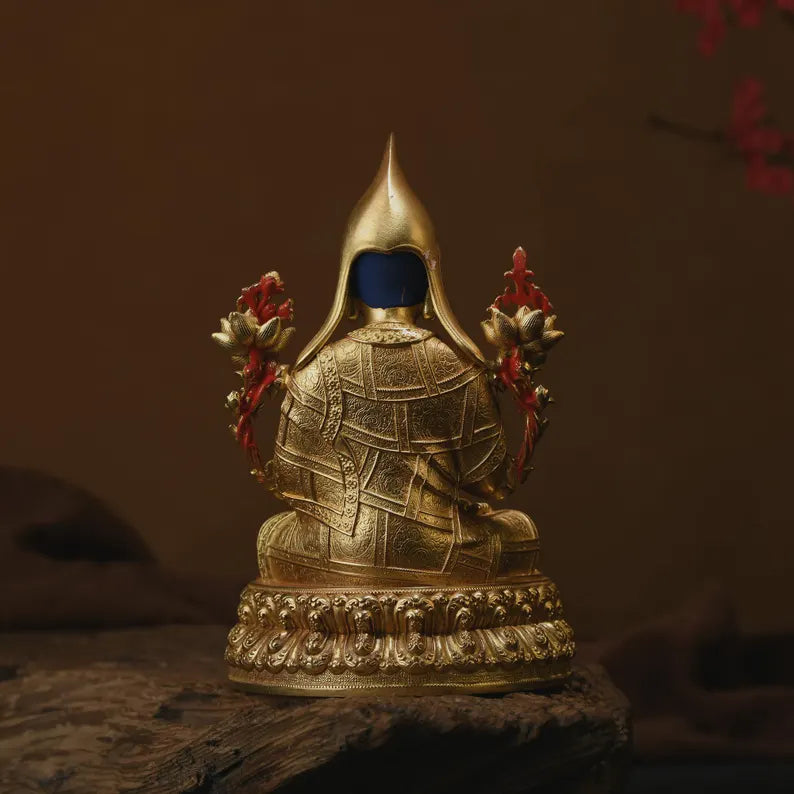 Bronze Zongkoba Buddha Statue - Tibetan/Nepal Home Decor (16cm)