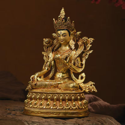 Bronze White Tara Buddha Statue: Tibet/Nepal Home Decor