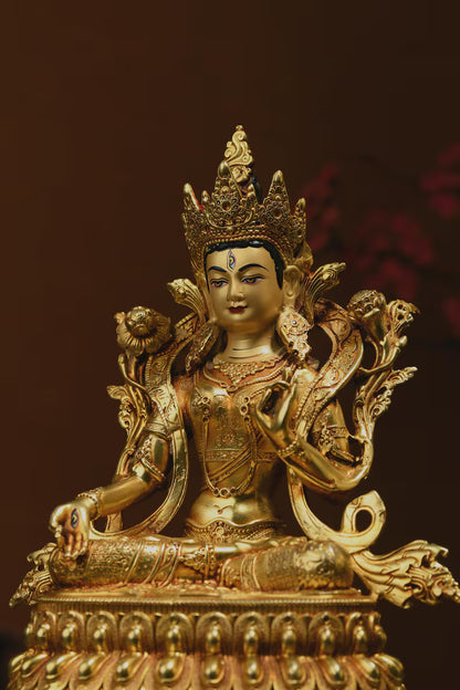 Bronze White Tara Buddha Statue: Tibet/Nepal Home Decor