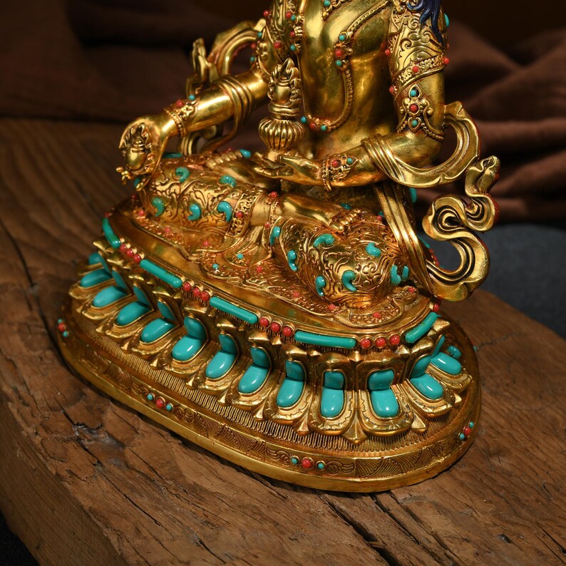 Bronze Amitayus Buddha Statue: Tibetan Blessing Ceremony Decor