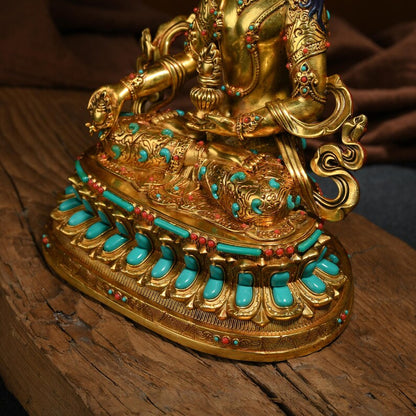 Bronze Amitayus Buddha Statue: Tibetan Blessing Ceremony Decor