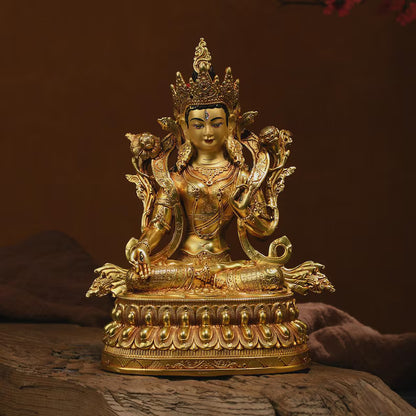 Bronze White Tara Buddha Statue: Tibet/Nepal Home Decor