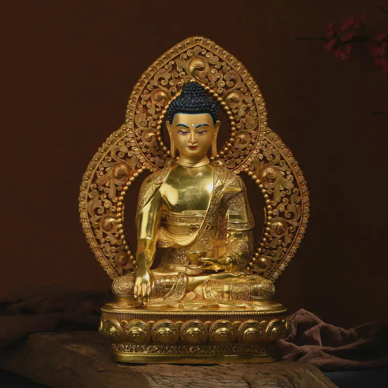 Tibetan Bronze Buddha Statue: Gautama Sculpture, Home Prayer Decor
