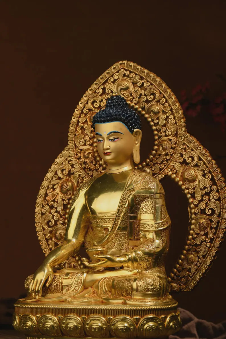 Tibetan Bronze Buddha Statue: Gautama Sculpture, Home Prayer Decor