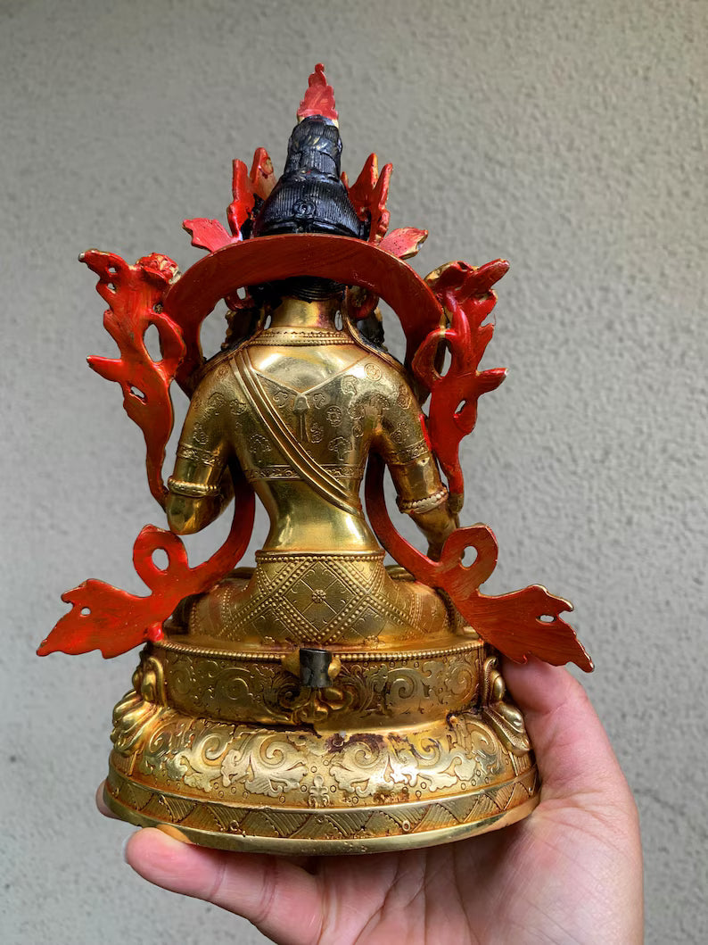 Bronze White Tara Buddha Statue: Tibet/Nepal Home Decor