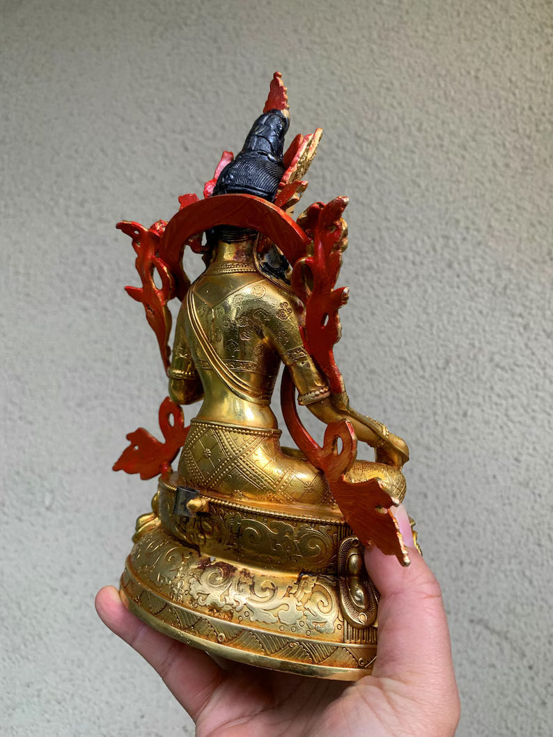 Bronze White Tara Buddha Statue: Tibet/Nepal Home Decor