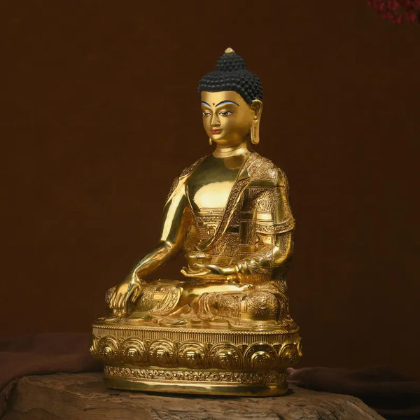 Tibetan Bronze Buddha Statue: Gautama Sculpture, Home Decor (19x13x30 cm)