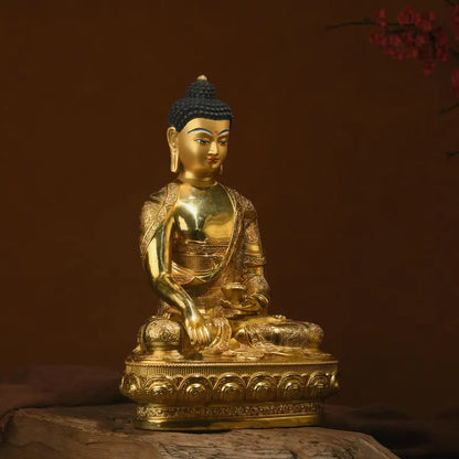 Tibetan Bronze Buddha Statue: Gautama Sculpture, Home Decor (19x13x30 cm)