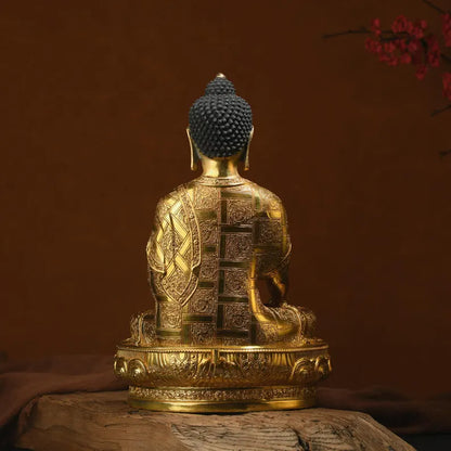 Tibetan Bronze Buddha Statue: Gautama Sculpture, Home Decor (19x13x30 cm)