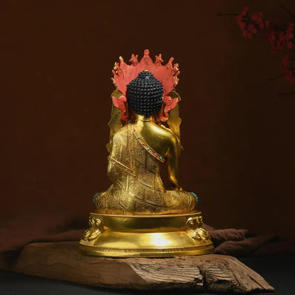 Bronze Shenrab Miwo Buddha Statue: Tibetan Home Decor (26x13x37cm)