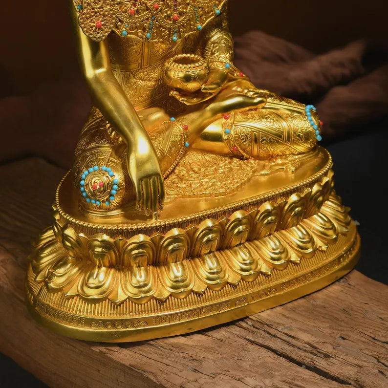Bronze Shenrab Miwo Buddha Statue: Tibetan Home Decor (26x13x37cm)