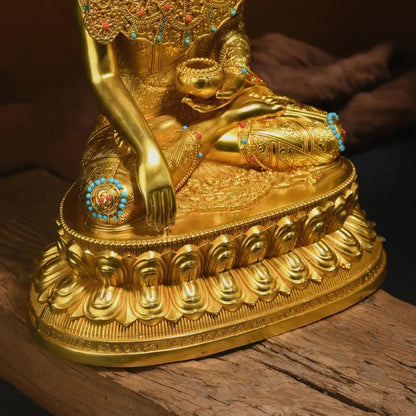 Bronze Shenrab Miwo Buddha Statue: Tibetan Home Decor (26x13x37cm)