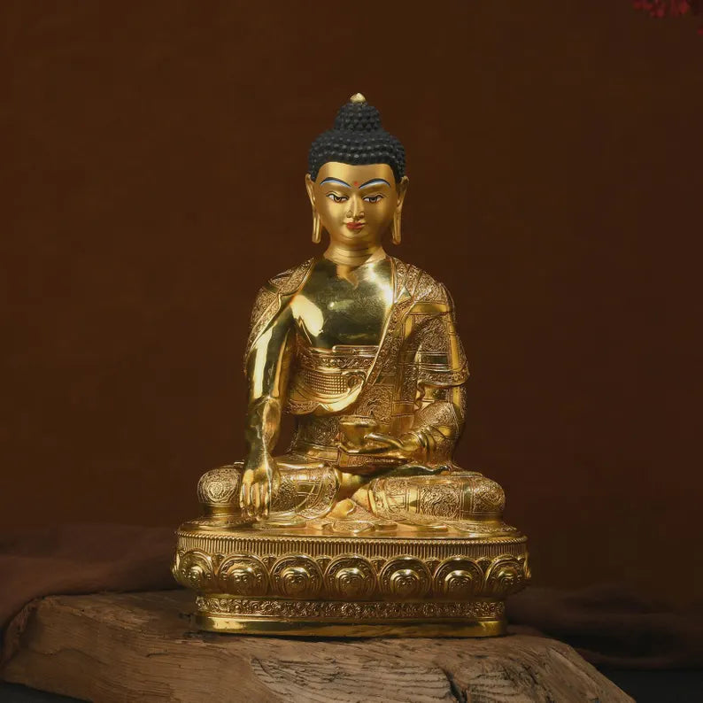 Tibetan Bronze Buddha Statue: Gautama Sculpture, Home Decor (19x13x30 cm)