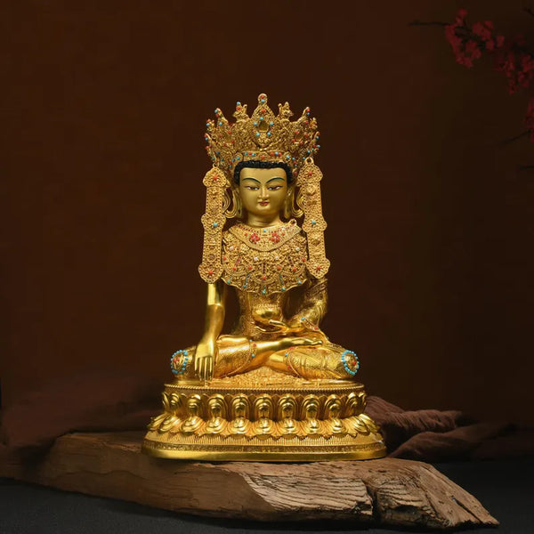 Bronze Shenrab Miwo Buddha Statue: Tibetan Home Decor (26x13x37cm)