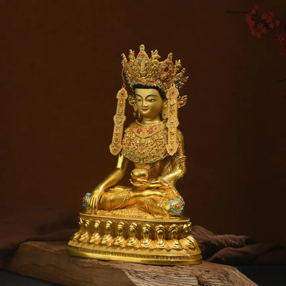 Bronze Shenrab Miwo Buddha Statue: Tibetan Home Decor (26x13x37cm)