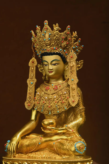 Bronze Shenrab Miwo Buddha Statue: Tibetan Home Decor (26x13x37cm)