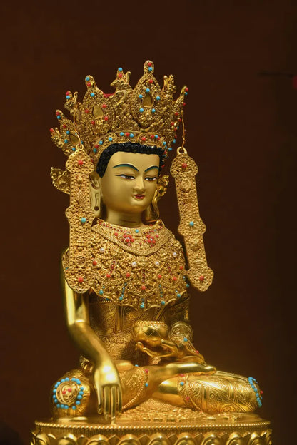 Bronze Shenrab Miwo Buddha Statue: Tibetan Home Decor (26x13x37cm)
