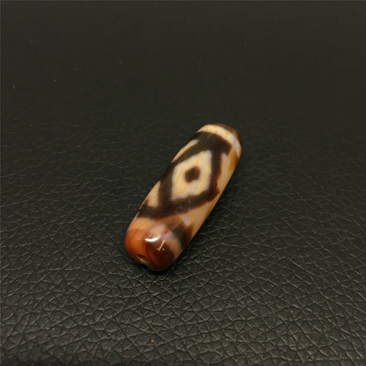 Antique Agate Dzi Bead Bracelet: Tibetan King Kong Amulet Rosary